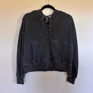 Free People Movement Lace-Up Cropped Hoodie - vintage